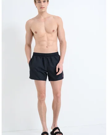 Pantaloni scurti de baie cu talie elastica, Negru