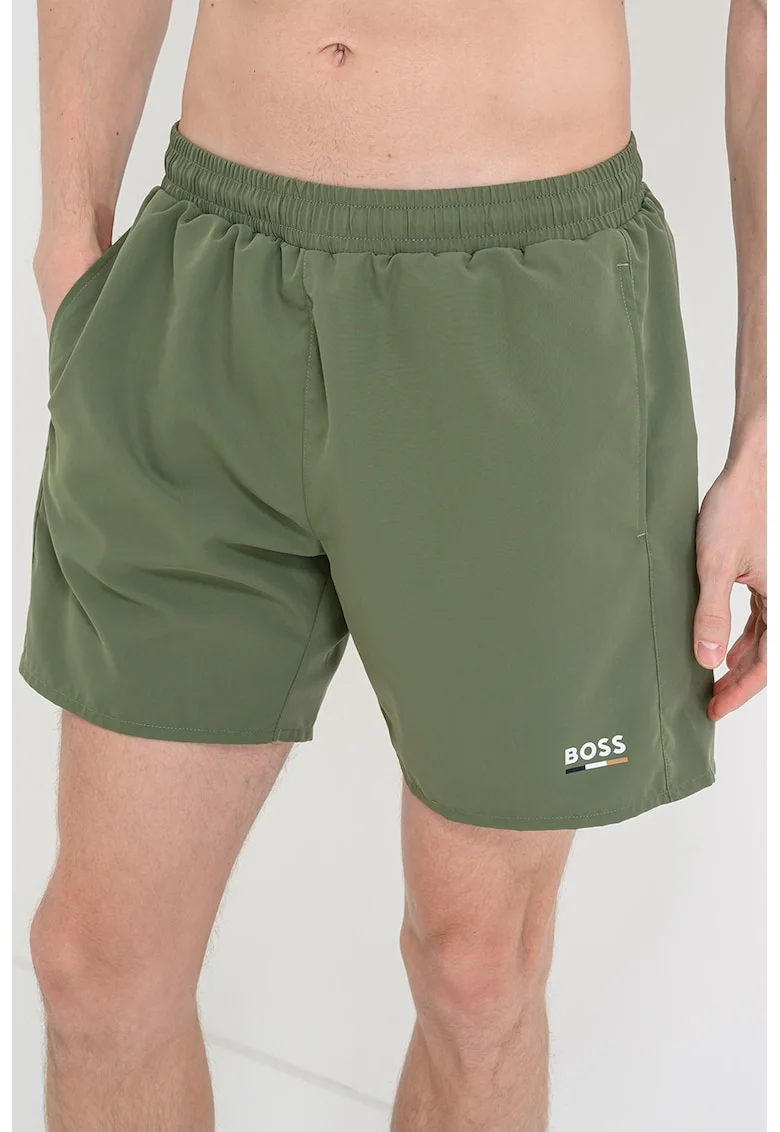 Pantaloni scurti de baie cu logo Swordfish, Verde masliniu