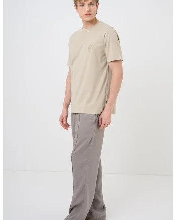 Tricou cu logo brodat Tames, Maro camel