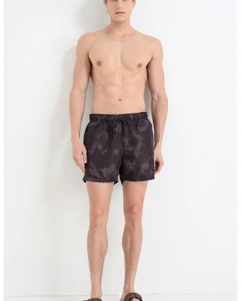 Pantaloni scurti de baie cu model tie-dye, Maro inchis