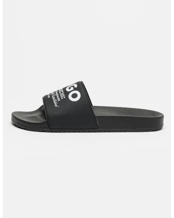 Papuci cu imprimeu logo Timein, Negru/Alb optic