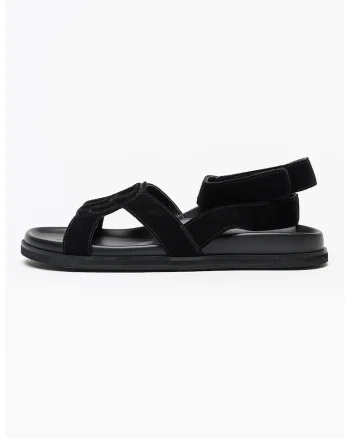Sandale din piele intoarsa cu velcro Freyah, Negru