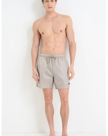 Pantaloni scurti de baie cu snur, Bej inchis