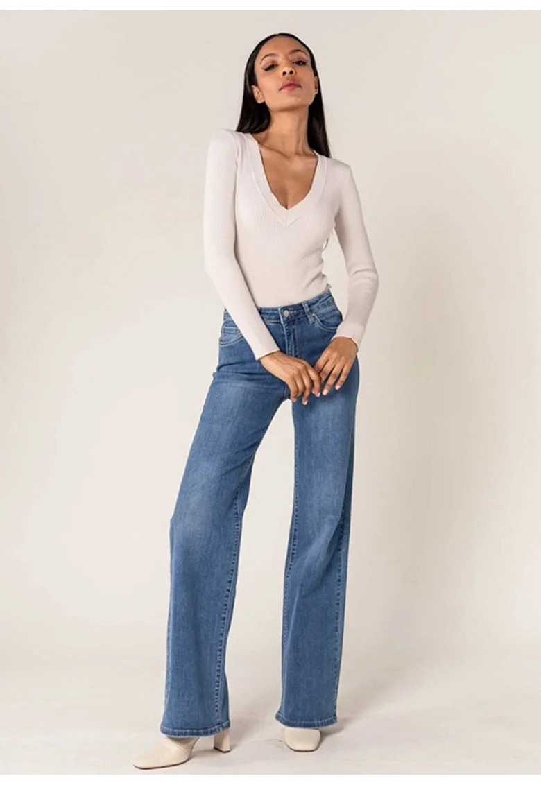 Blugi Dama Evazati  Albastri P211-5 M8 16795, Albastru