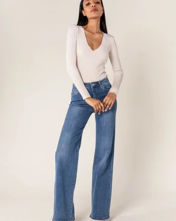Blugi Dama Evazati  Albastri P211-5 M8 16795, Albastru