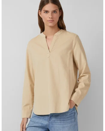 Bluza-tunica cu decolteu in V, Maro camel