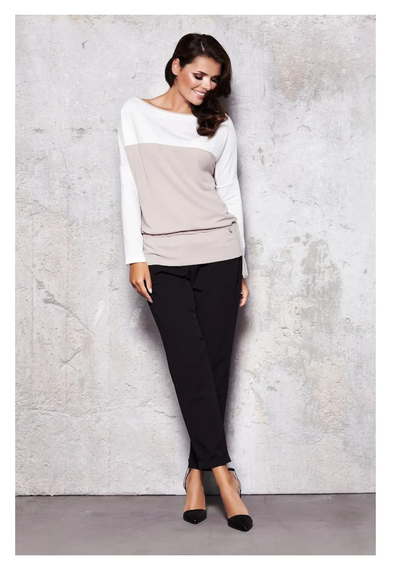 Pulover Kimono,  Bej, Decolteu Barca, Croiala Lejera, Libertate Miscare, Confort Zilnic, Stil Casual Sic, Material Moale, Aspect Modern, Bej