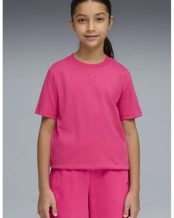 Tricou lejer de bumbac cu decolteu la baza gatului, Fucsia