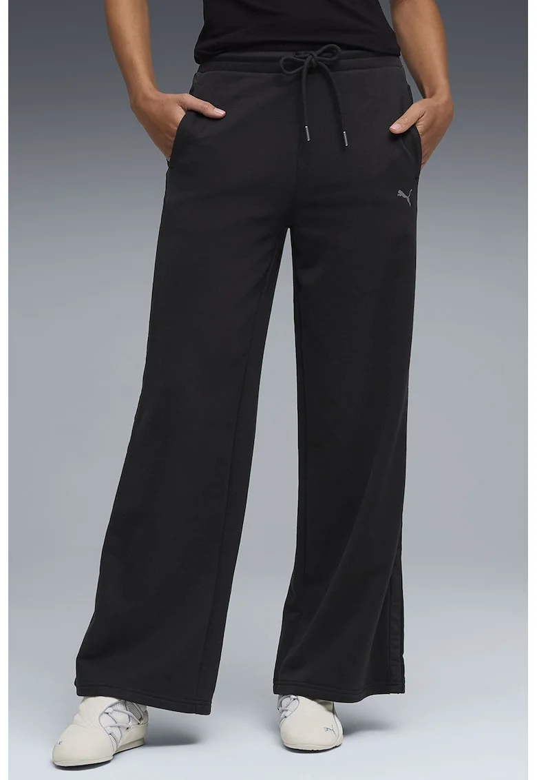 Pantaloni de trening ampli cu talie ajustabila Her, Negru