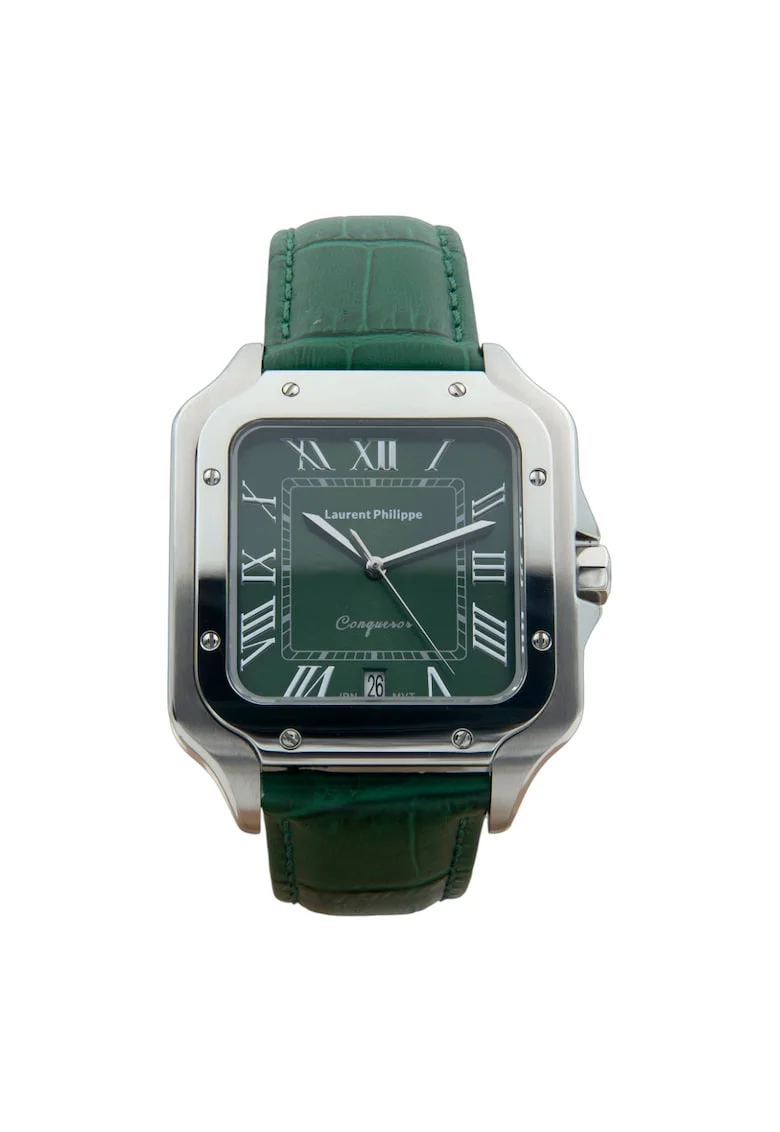 Ceas barbati  Conqueror Emerald Tsavorite Temptation, otel inoxidabil, cadran smarald, curea verde