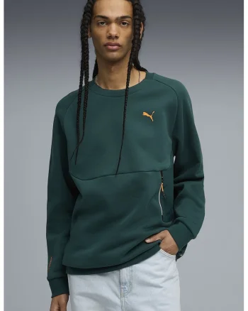 Bluza de trening relaxed fit cu buzunar cu fermoar, Verde englez