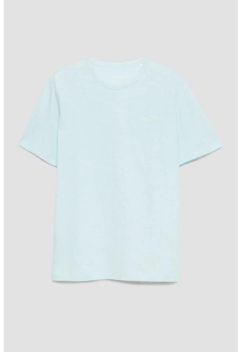 Tricou de bumbac cu decolteu la baza gatului, Albastru glaciar, Albastru glaciar