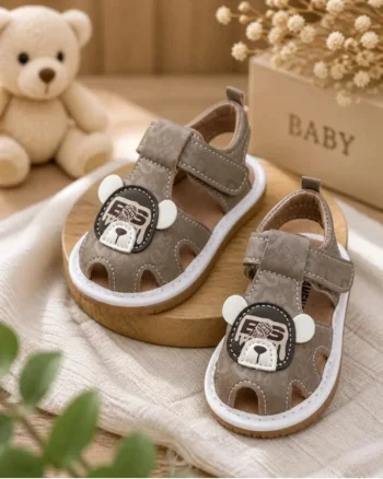 Sandalute cu piuitoare - Happy Cute Bear, Maro