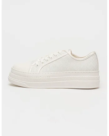 Pantofi sport flatform din material textil, Alb