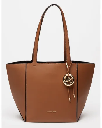 Geanta shopper din piele cu accesoriu logo Jordi, Caramel