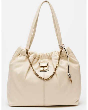 Geanta tote din piele The Cristina, Alb fildes