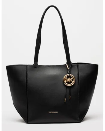 Geanta shopper din piele cu accesoriu logo Jordi, Negru