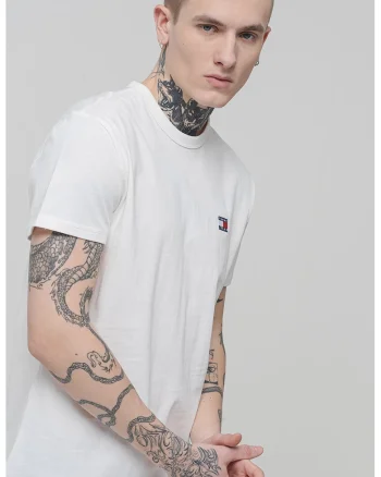 Tricou din bumbac cu decolteu la baza gatului, Alb