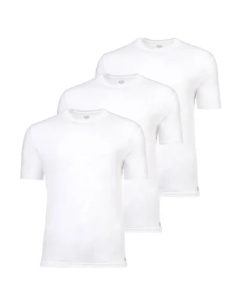 Set de tricouri din amestec de bumbac cu decolteu la baza gatului - 3 piese, Alb