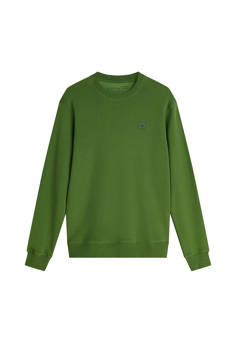 Bluza de trening cu croiala regular-fit si decolteu la baza gatului, Verde