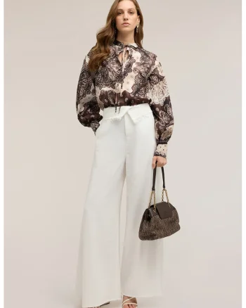 Bluza cu imprimeu paisley, Alb/Maro inchis