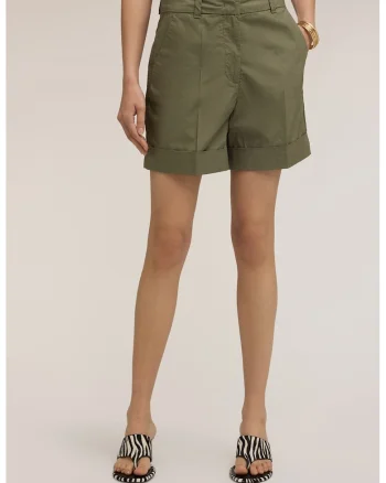 Pantaloni scurti chino din bumbac, Verde stins