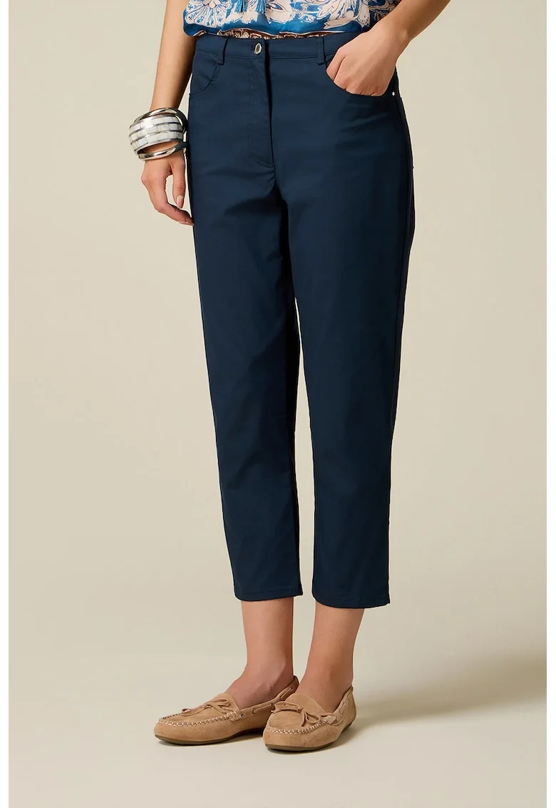 Pantaloni capri cu talie medie, Albastru inchis