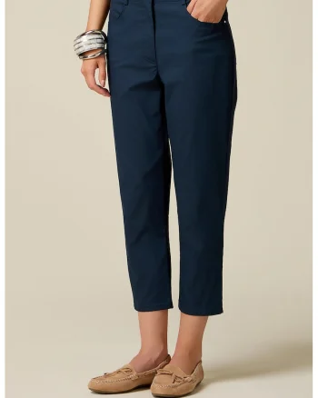 Pantaloni capri cu talie medie, Albastru inchis