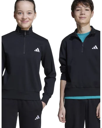 Bluza de trening din amestec de bumbac cu fenta cu fermoar, Negru