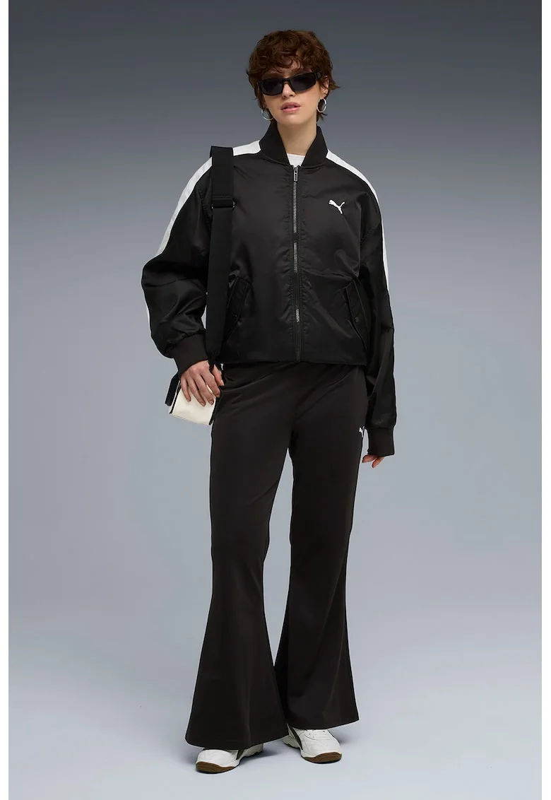 Pantaloni de trening evazati cu talie ajustabila ESS, Negru/Alb optic
