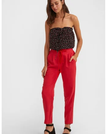 Bluza vaporoasa fara maneci, Rosu/Alb/Negru