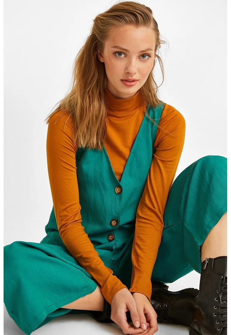 Salopeta din amestec de in, Verde aquamarin