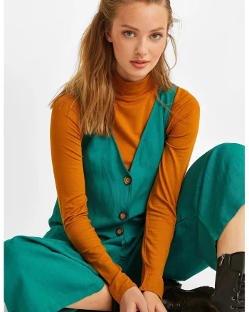 Salopeta din amestec de in, Verde aquamarin