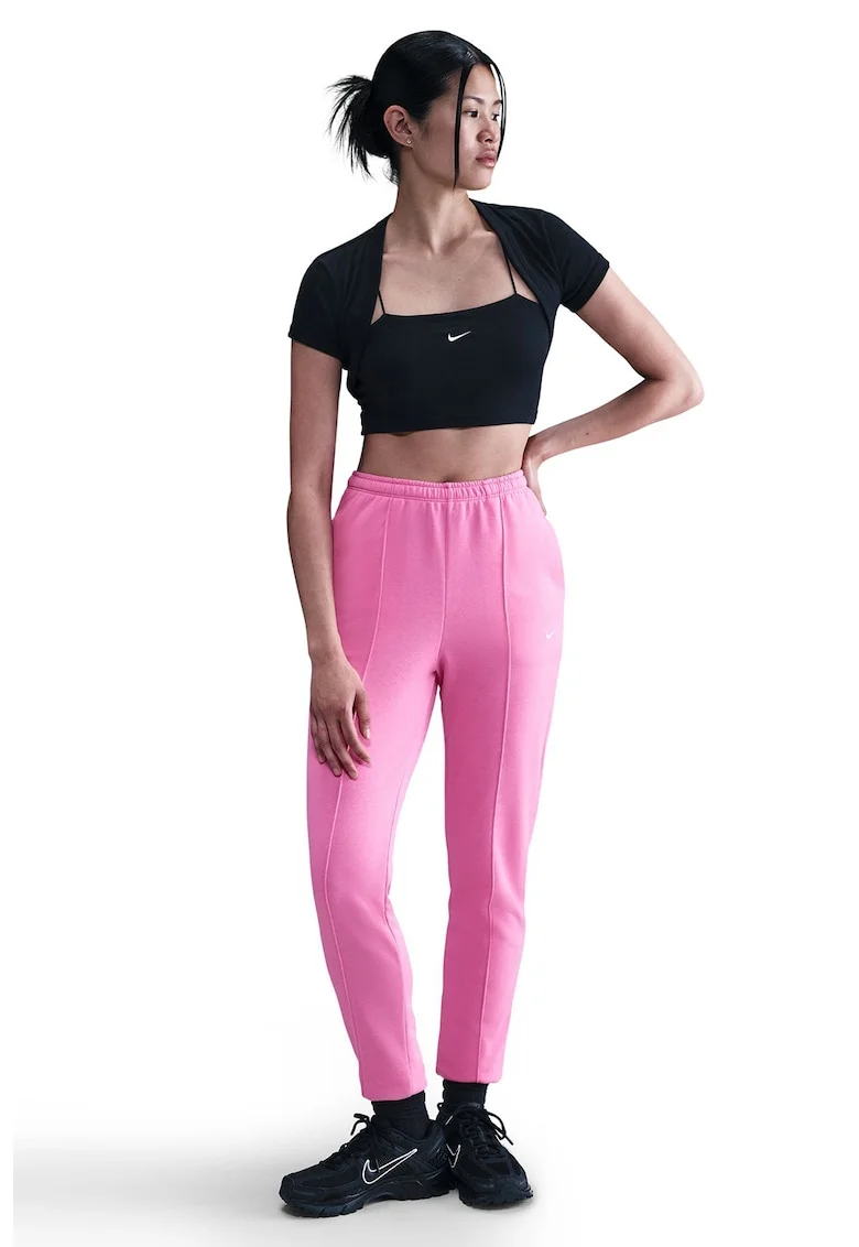 Pantaloni de trening din amestec de bumbac cu buzunzare laterale, Roz deschis