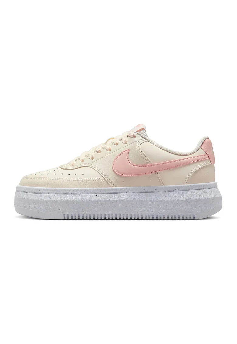 Pantofi sport Court Vision Alta din piele si piele ecologica, Roz deschis/Crem