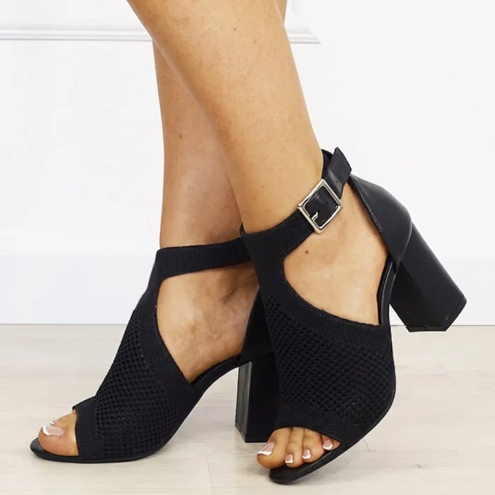 Sandale negre elegante cu design impletit 8753 M12