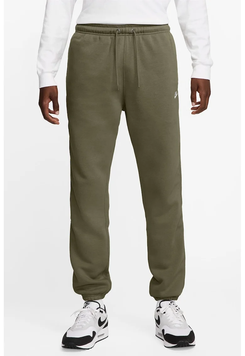 Pantaloni de trening cu buzunare laterale, snur, model uni, Verde masliniu