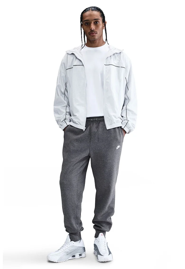 Pantaloni de trening cu logo si snur de ajustare, Gri antracit