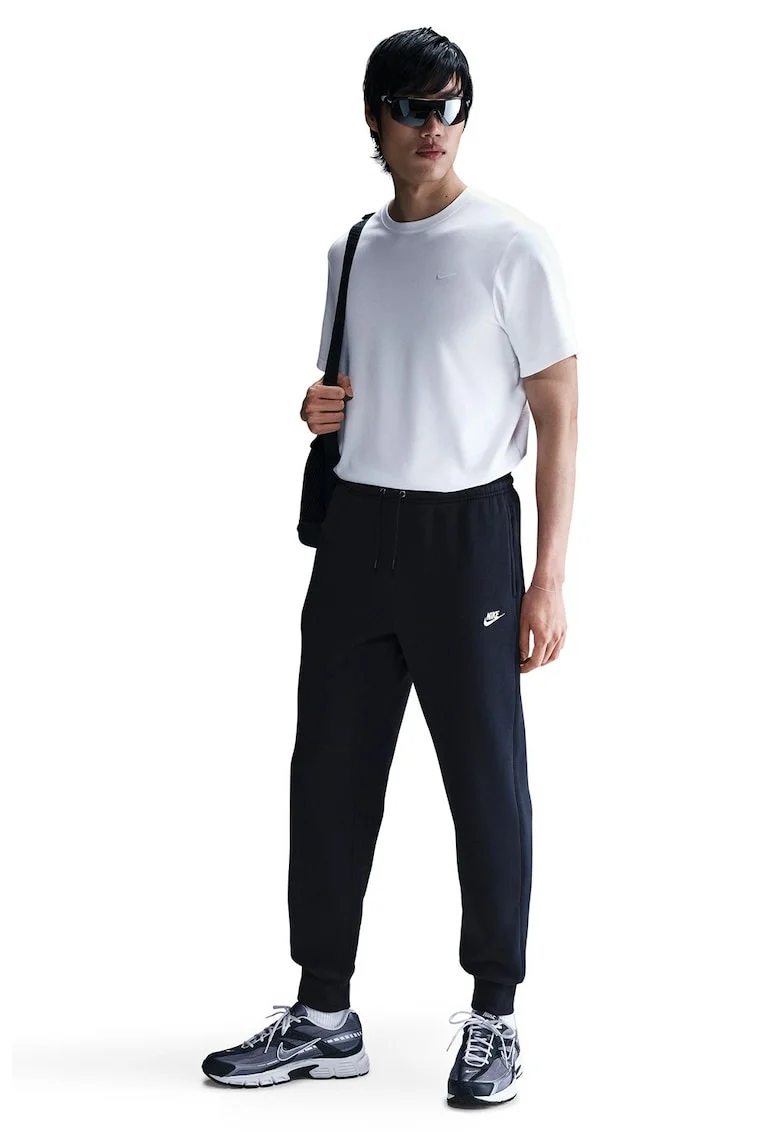 Pantaloni de trening cu logo si snur de ajustare, Bleumarin