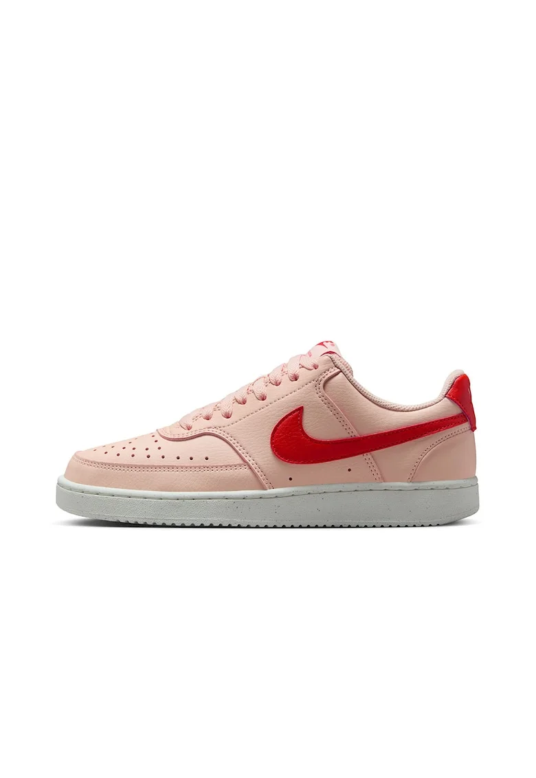 Pantofi sport Court Vision Low Next Nature din piele ecologica, Roz somon/Rosu vermillion