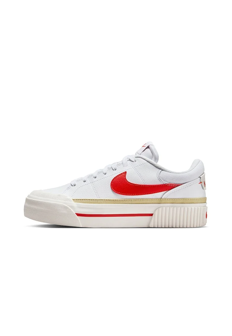 Pantofi sport Court Legacy din piele si piele ecologica, Alb/Rosu vermillion