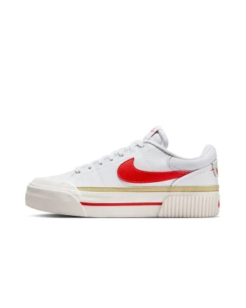 Pantofi sport Court Legacy din piele si piele ecologica, Alb/Rosu vermillion