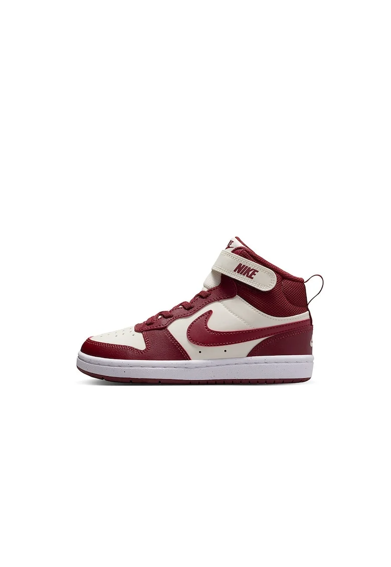 Pantofi sport mid-high cu insertii din piele Court Borough 2, Visiniu/Alb fildes