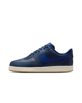 Pantofi sport Court Vision Low cu garnituri din piele, Albastru inchis