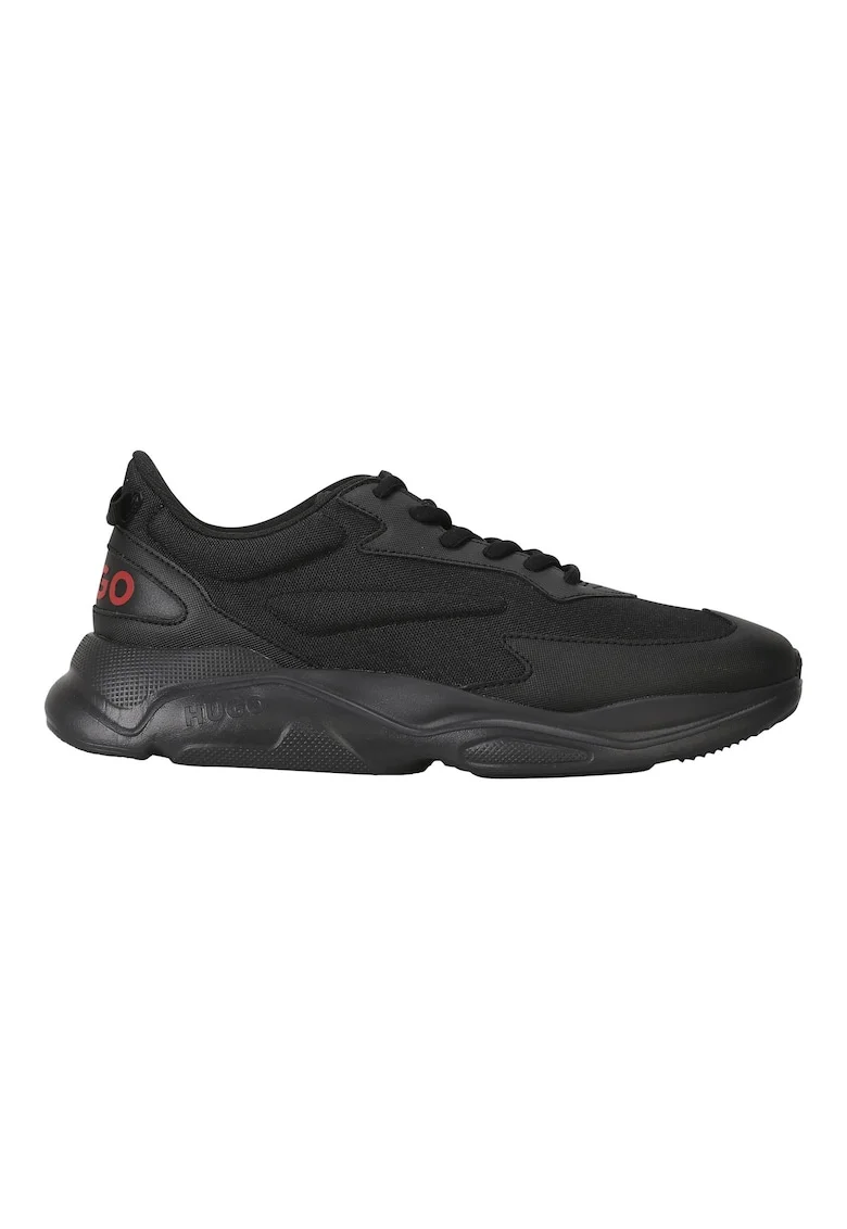 Pantofi sport low-cut cu garnituri din material sintetic, pentru alergat Leon, Negru