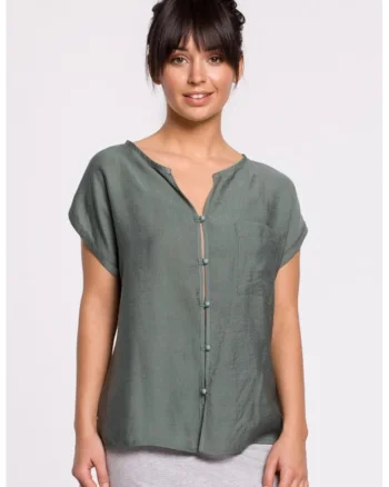 Bluza cu maneci scurte, cu nasturi,  Verde menta