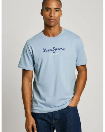 Tricou din bumbac Eggo, Albastru glaciar