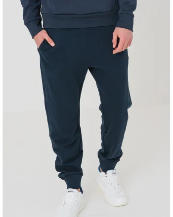 Pantaloni de trening cu croiala conica si snur, Bleumarin
