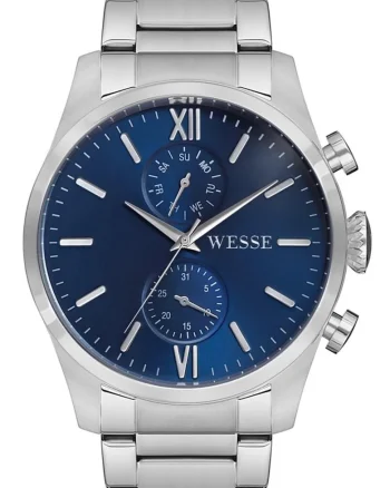 Ceas barbatesc  WWG205305, curea din otel, 46mm, albastru/argintiu, rezistent la apa 5 ATM