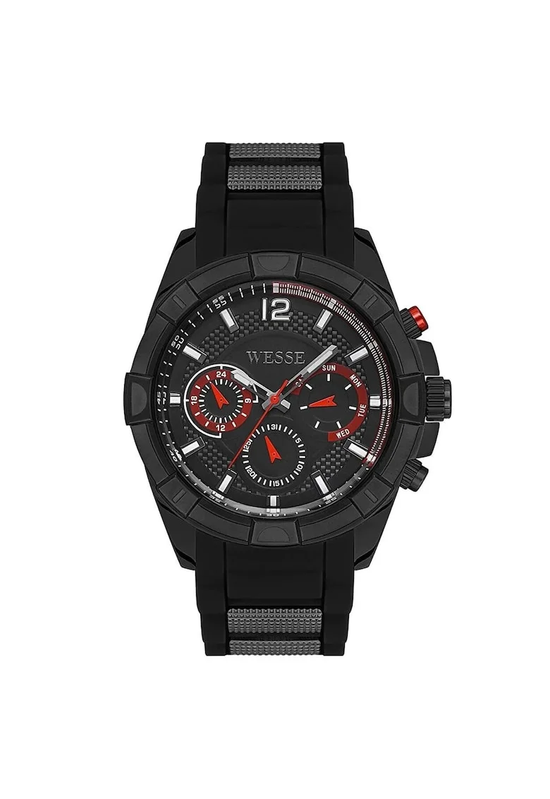 Ceas barbatesc  model WWG401804, 46mm, carcasa neagra, curea silicon, rezistent la apa 5 ATM